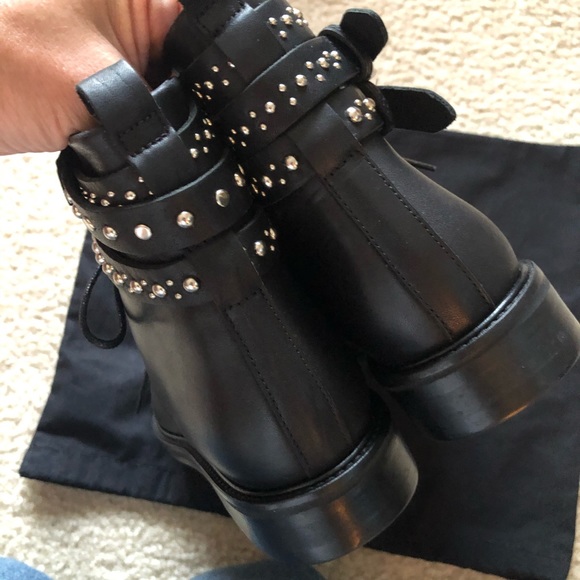 NEW $675 Maje FLINT Studded Ankle Wrap Combat Boot - Picture 5 of 7